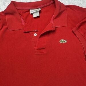 Vintage 80s Chemise Lacoste Polo Shirt Men's Size 8 3XL Red Embroidered